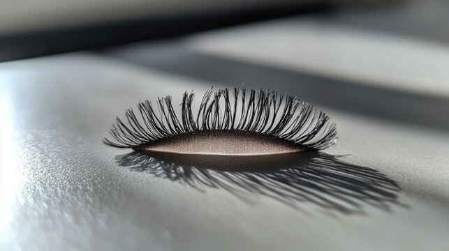 Lash curl macro extreme closeup of curled false eyelashes with perfect graduation and sophisticated lighting on beauty surface