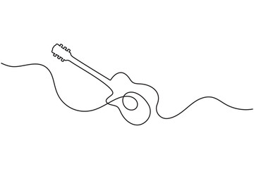 Obraz premium Guitar continuous one line art minimalist musical instrument icon