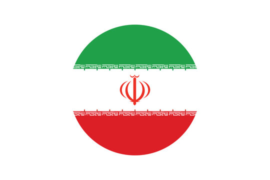 Round Iran flag icon on white background. Vector illustration