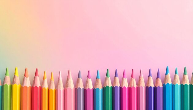 Bunte Stifte am oberen Rand mit Farbverlauf