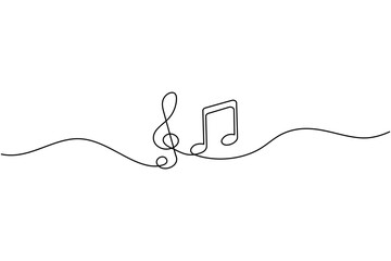 Fototapeta premium Music note continuous line art illustration for world music day concept