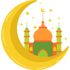 Fototapeta premium Moon and Mosque Illustration