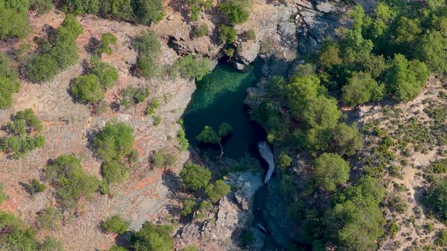 Aerial View of Fonias Gorge and Waterfalls on Samothraki Island