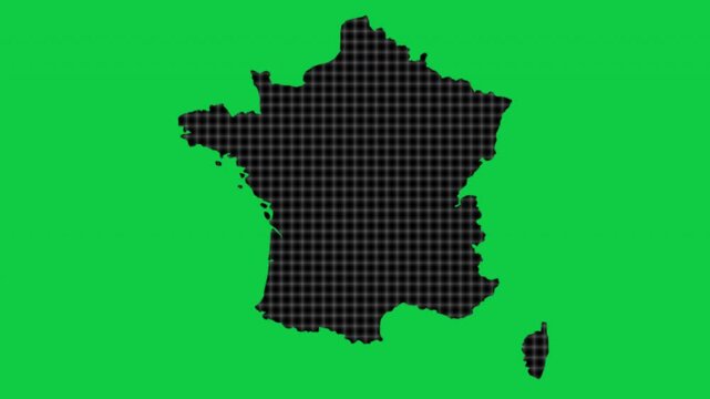 France black cells effect map pop animation green background
