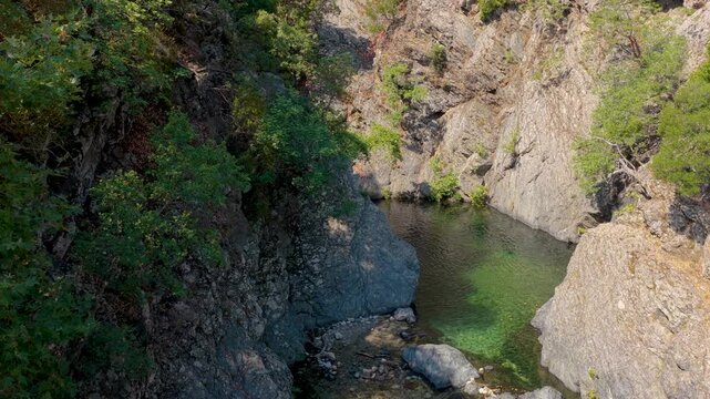 Aerial View of Fonias Gorge and Waterfalls on Samothraki Island