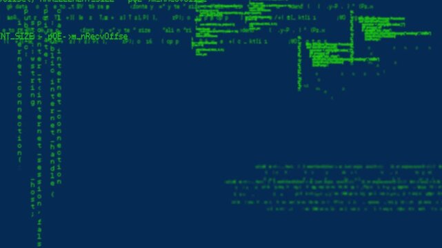 Animation of data processing on navy background