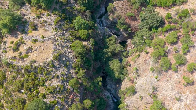 Aerial View of Fonias Gorge and Waterfalls on Samothraki Island
