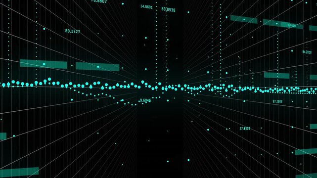 Video of green graphs over black background