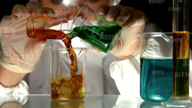 Animation of dna strand spinning over unk of scientists using scientist