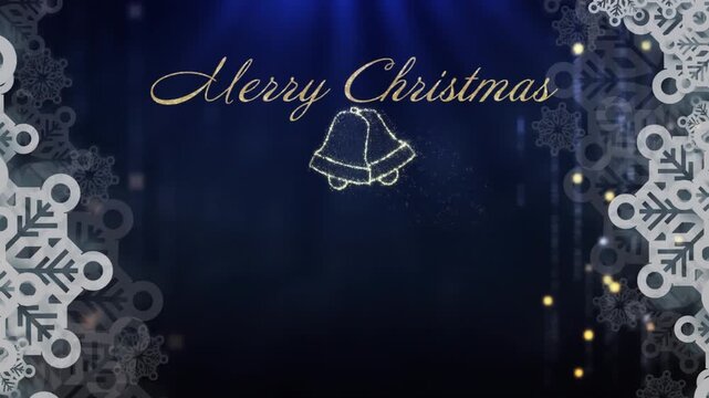 Animation of snow falling over christmas greetings text
