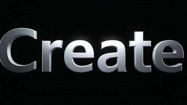 Create with Stylish Typography: A sleek, metallic Create text on a dark background. The word exudes creativity, innovation, and the power of imagination. 