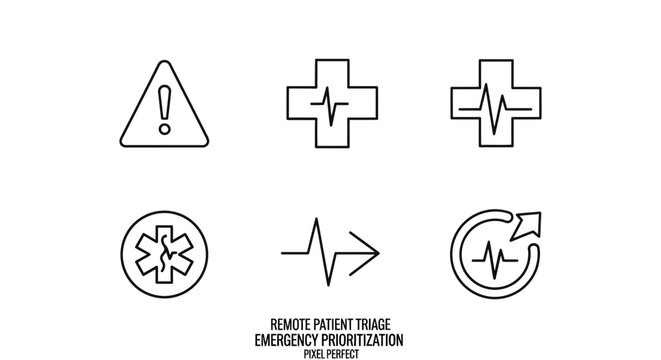 Medical Emergency Remote Patient Triage Icons.