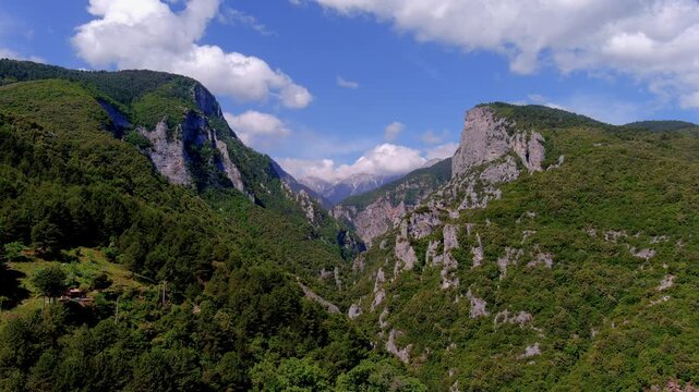 Aerial View of the Mountain Slopes and Valleys of Mount Olympus