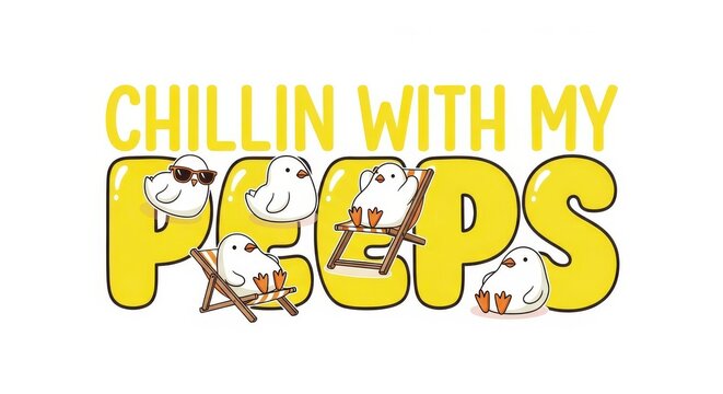 chillin with my peeps easter bunny marshmallow candy graphic easter theme marshmallow candy bunny gr