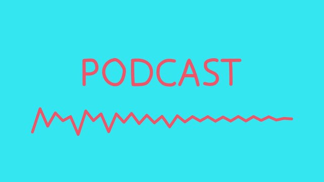 Animated podcast logo with waveform visualization, dynamic audio sound wave motion graphic
