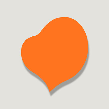 Large, clean vibrant orange abstract shape with a soft cast shadow, modern minimalist fluid mango-heart hybrid design element on a light grey background