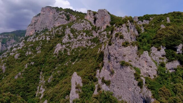 Aerial View of the Mountain Slopes and Valleys of Mount Olympus