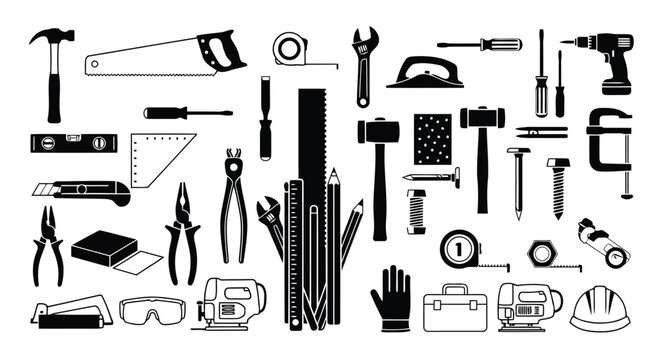Comprehensive collection of classic hand and power tools for workshop and construction tasks