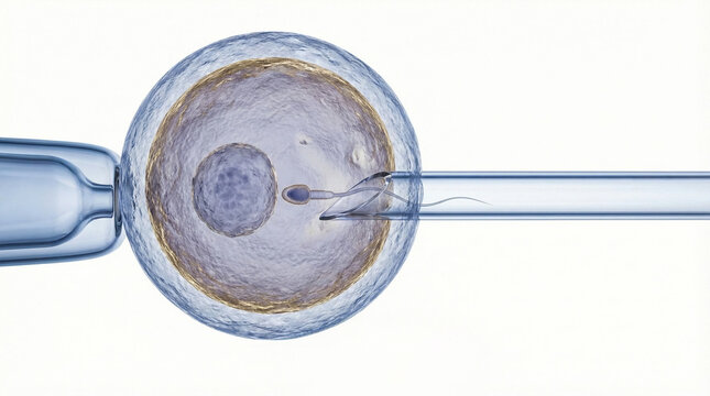 ICSI Intracytoplasmic Sperm Injection IVF Procedure 3D Illustration