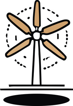 Simple drawing fan on table indoors spinning fast vector design