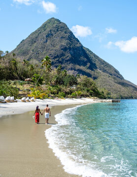 Explore the stunning coastline of Saint Lucia with lush mountains and clear waters
