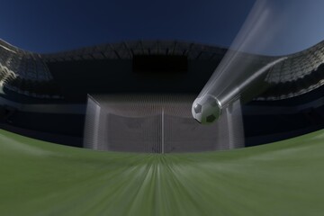 Fast moving soccer ball flying into the goal, motion blur effect © Taras Rudenko