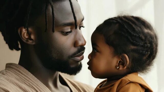 Father and Infant Daughter Share a Tender Moment of Connection and Affection, Black Family Portrait, Loving Bond.