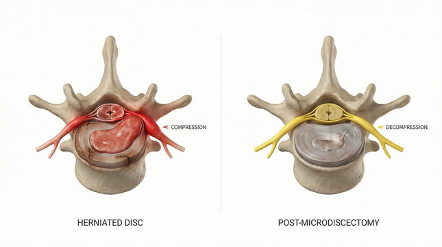 Herniated Disc Compression and Post-Microdiscectomy Surgery 3D Model
