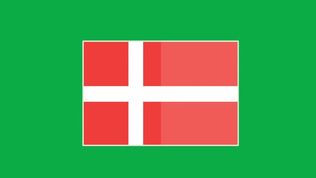 Denmark flag flat icon animation on green screen