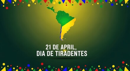 Brazil map with Tiradentes Day celebration on April 21st  South America