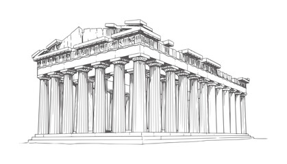 Fototapeta premium Ancient Greek Parthenon temple with Doric columns and entablature architecture building