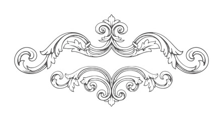 Fototapeta premium Ornate grey baroque scrollwork decorative white