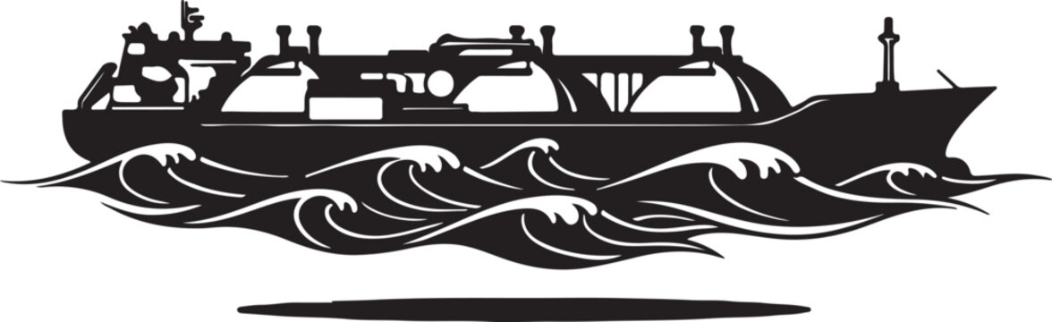 Sailing old ship silhouette. Vector