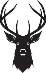 Fototapeta premium Deer head silhouette with impressive antlers, majestic forest animal, symbol of nature.