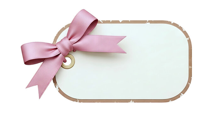Gift tag with pink ribbon and gold grommet