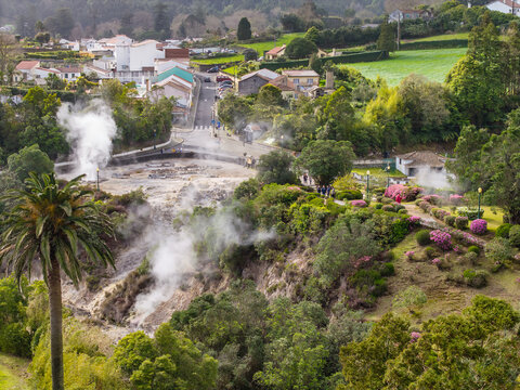 Caldeiras das Furnas in Vila das Furnas on Sao Miguel Island, Azores, Portugal