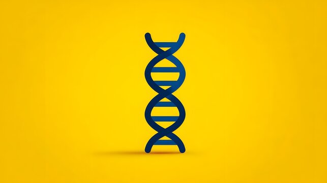 Minimalist 3D DNA Helix Icon Isolated on Vibrant Yellow Background