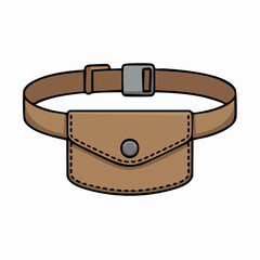 Brown leather fanny pack with gray buckle illustration