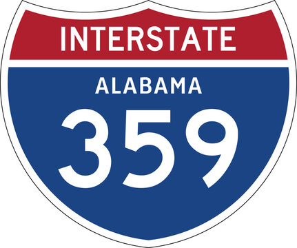 Interstate 359 Alabama US Interstate Highway Route Shield Vector Illustration Graphic
