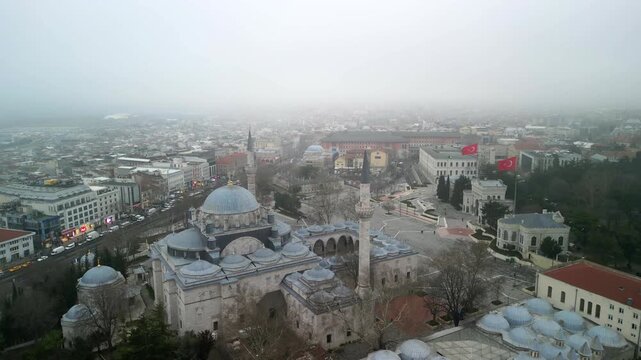 Istanbul/Turkey circa 2023: Area around Beyazit Mosque in Istanbul cityscape