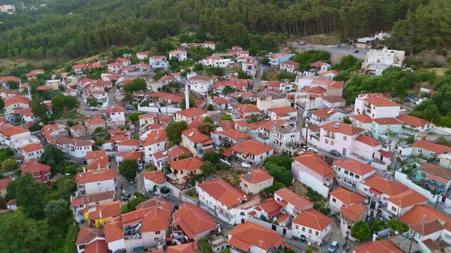 Aerial View of Xanthi Old Town at Sunset Greece