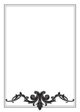 Ornate Baroque Border Frame in Vintage Victorian Style, Elegant Black and White Filigree Floral Ornament for Wedding Invitation, Luxury Decorative Antique Swirl Frame Isolated on White