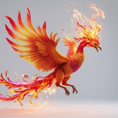 Fototapeta premium Mythical Phoenix with Burning Wings