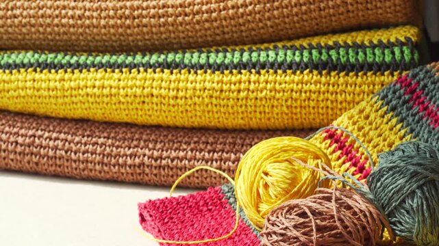 Handmade raffia bag. Eco-friendly material for knitting summer accessories.