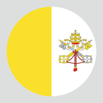 Circular vector illustration of the Vatican City State flag, isolated on grey background.