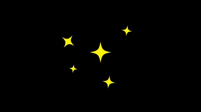 golden star blinking, twinkling Star or blinking light effect on black screen background, emoji icon with black background,