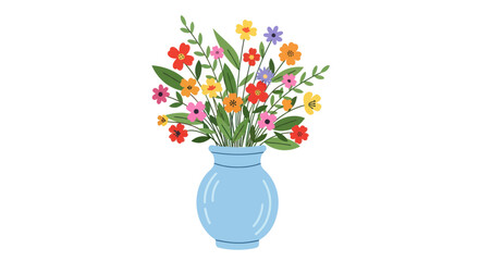 Obraz premium Colorful Flowers in Blue Vase.