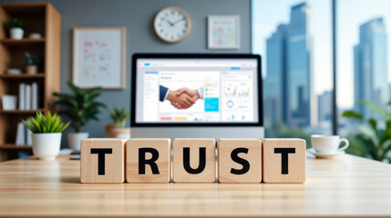 Fototapeta premium Trust based partnership strategy for secure business growth, strengthening buyer confidence in financial service legal support and long term reputation management across competitive market