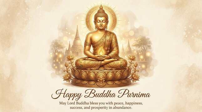 Happy Vesak Day, Buddha Purnima wishes greetings with buddha and lotus illustration. Can be used for poster, banner, logo, background, greetings, print design. abstract vector illustration design.