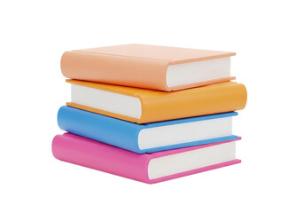 Fototapeta premium Stack of four colorful books isolated on transparent background